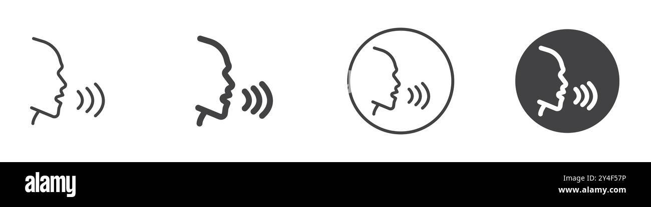Voice icon set in thin line outline style and linear vector sign Stock ...