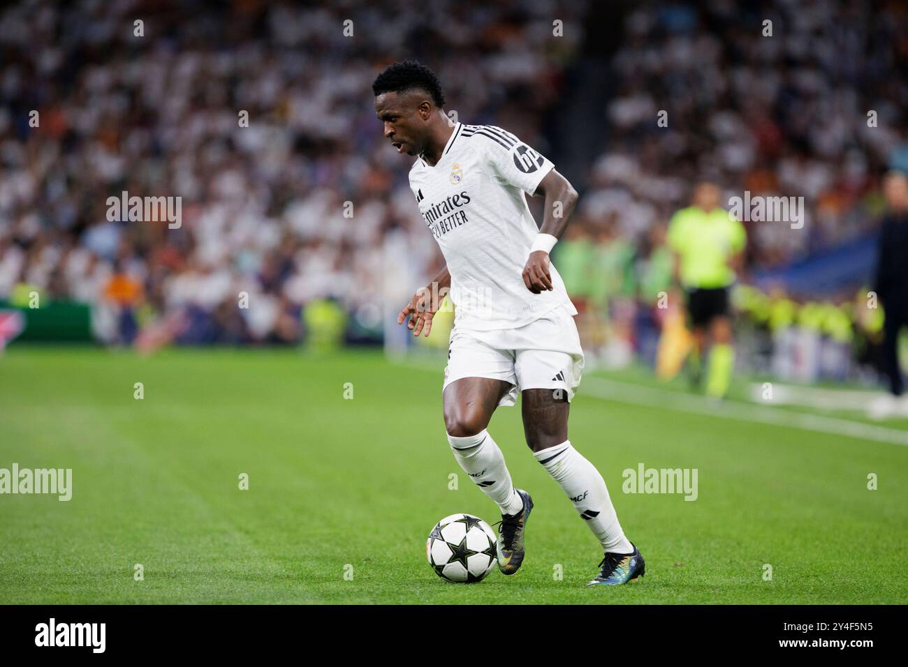 Madrid, Spain. 17th Sep, 2024. Vinicius jr of Real Madrid in action during the UEFA CHAMPIONS