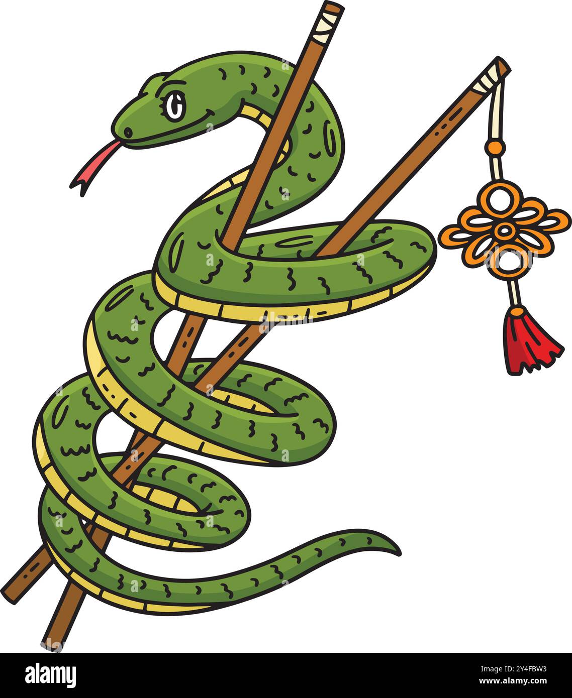 Year of the Snake with Chopsticks Cartoon Clipart Stock Vector Image ...
