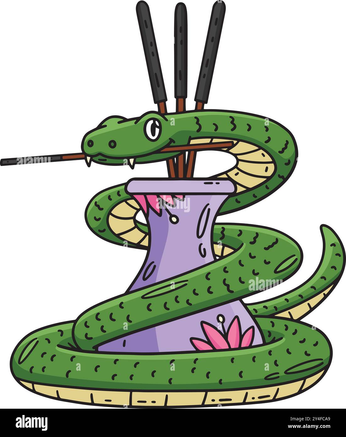 Year of the Snake and Incense Cartoon Clipart Stock Vector Image & Art ...