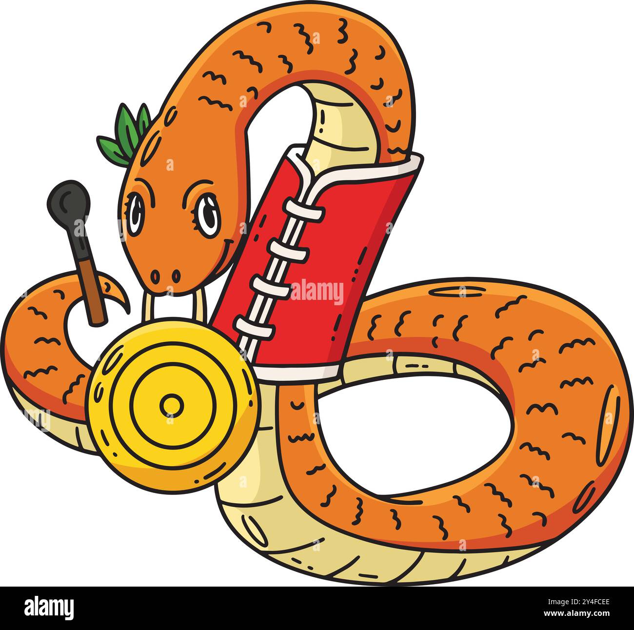 Year of the Snake with Gong Cartoon Clipart Stock Vector Image & Art ...
