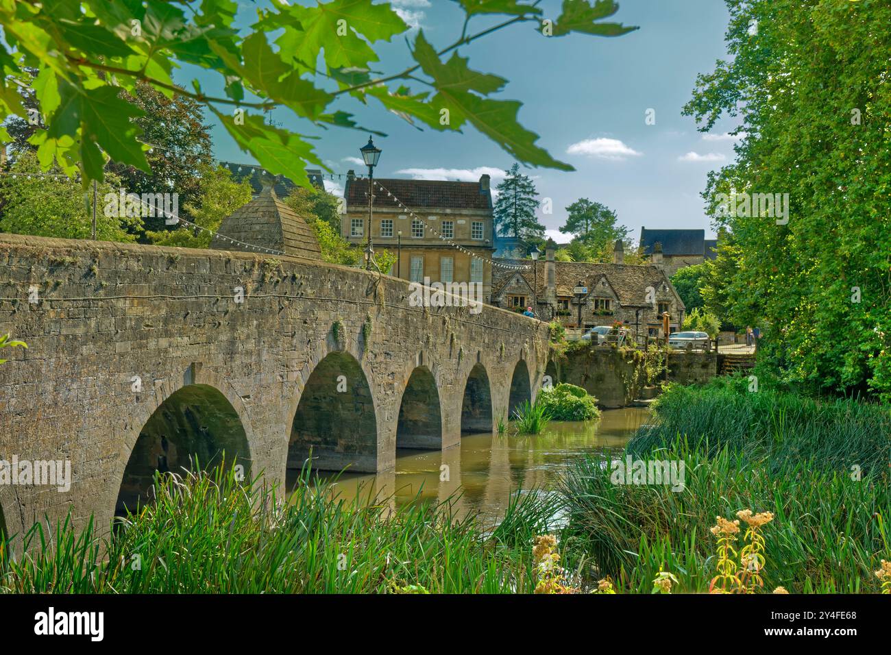 The River Avon Bridge at Bradford on Avon in west Wiltshire, England. Stock Photo
