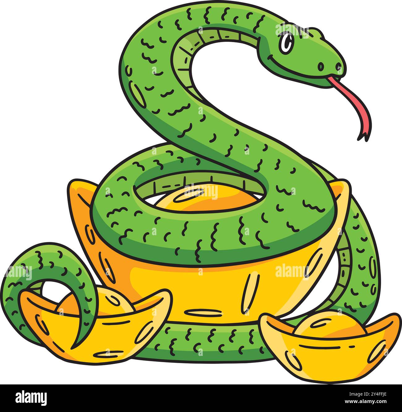Year of the Snake Gold Ingot Cartoon Clipart Stock Vector Image & Art ...