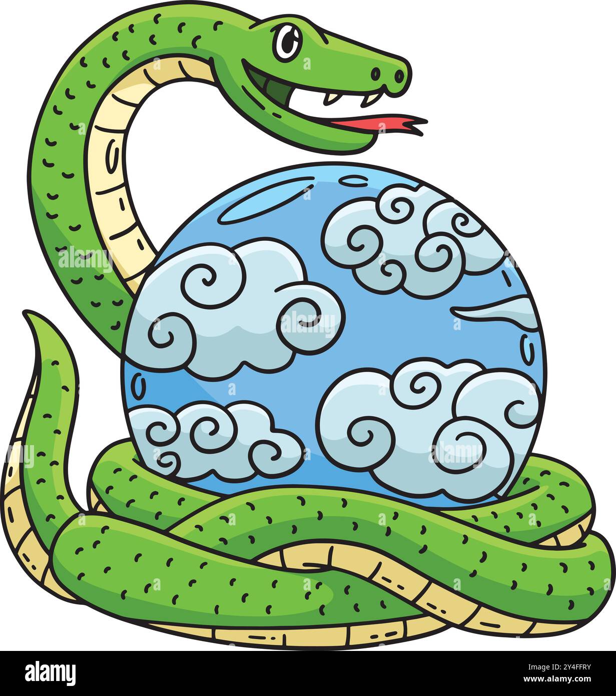 Year of the Snake and Orb Cartoon Colored Clipart Stock Vector Image ...