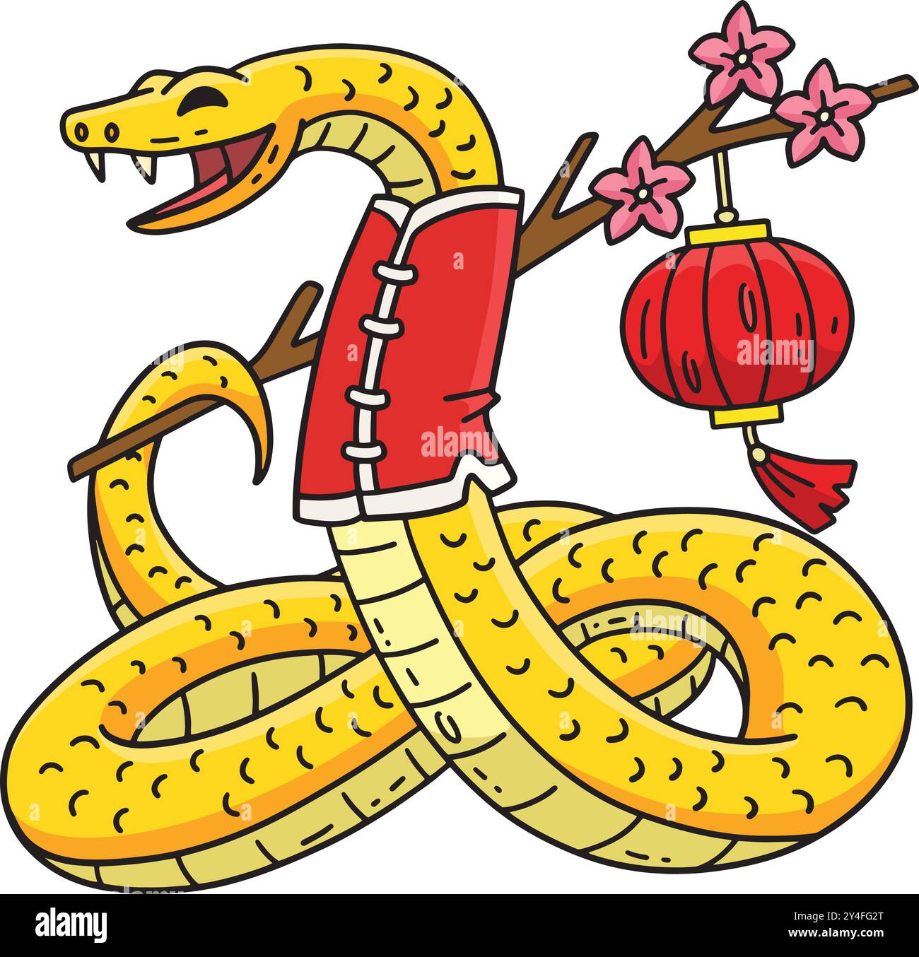 Year of the Snake with Lantern Cartoon Clipart Stock Vector Image & Art ...