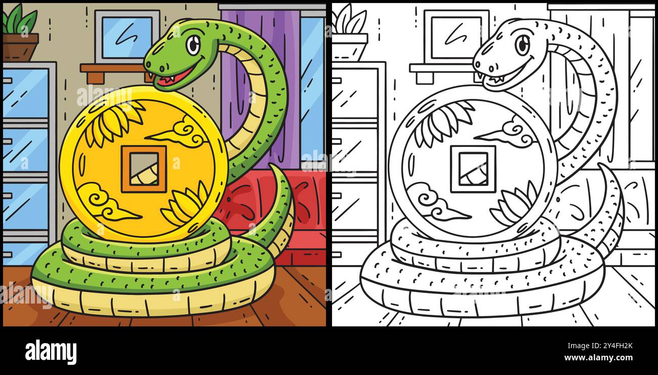 Year of the Snake Surrounding Coin Illustration Stock Vector Image ...