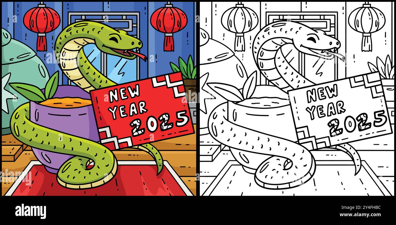 Year of the Snake New Year 2025 Illustration Stock Vector Image & Art ...