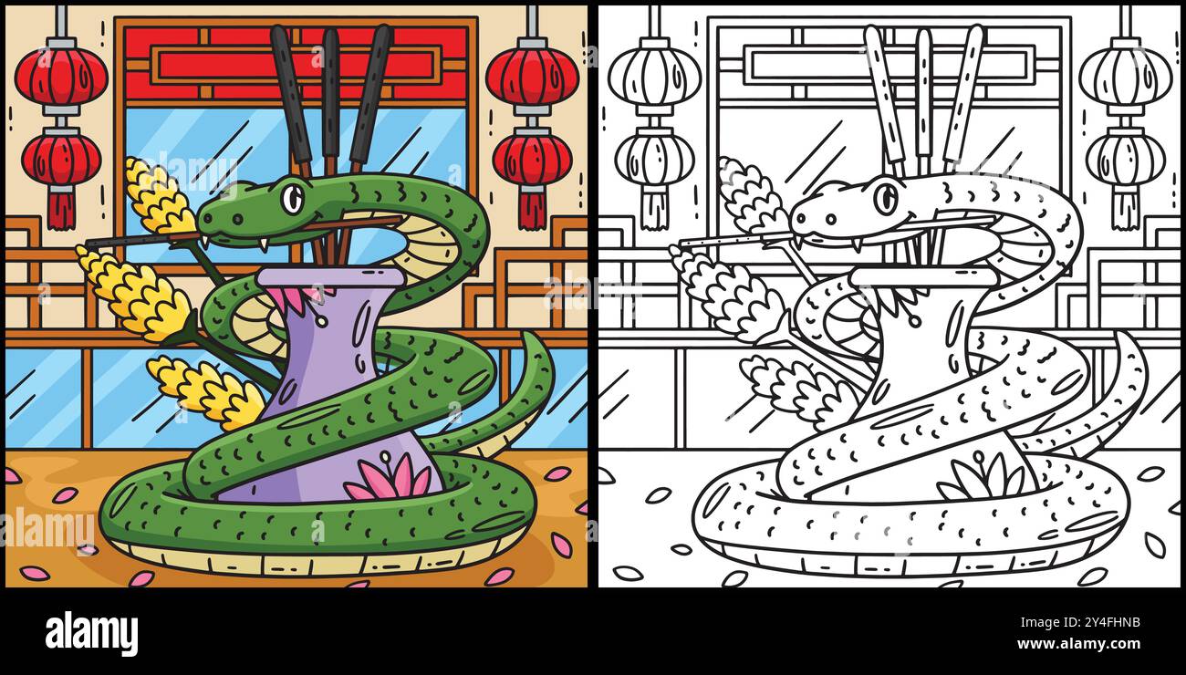 Year of the Snake and Incense Illustration Stock Vector Image & Art - Alamy