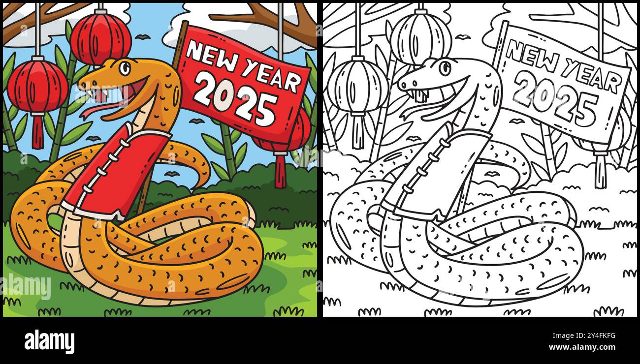 Year of the Snake New Year 2025 Illustration Stock Vector Image & Art ...