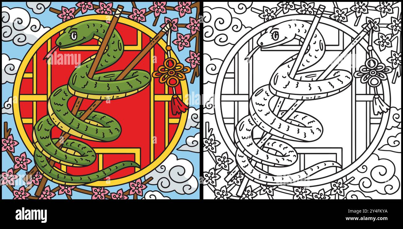 Year of the Snake with Chopsticks Illustration Stock Vector Image & Art ...