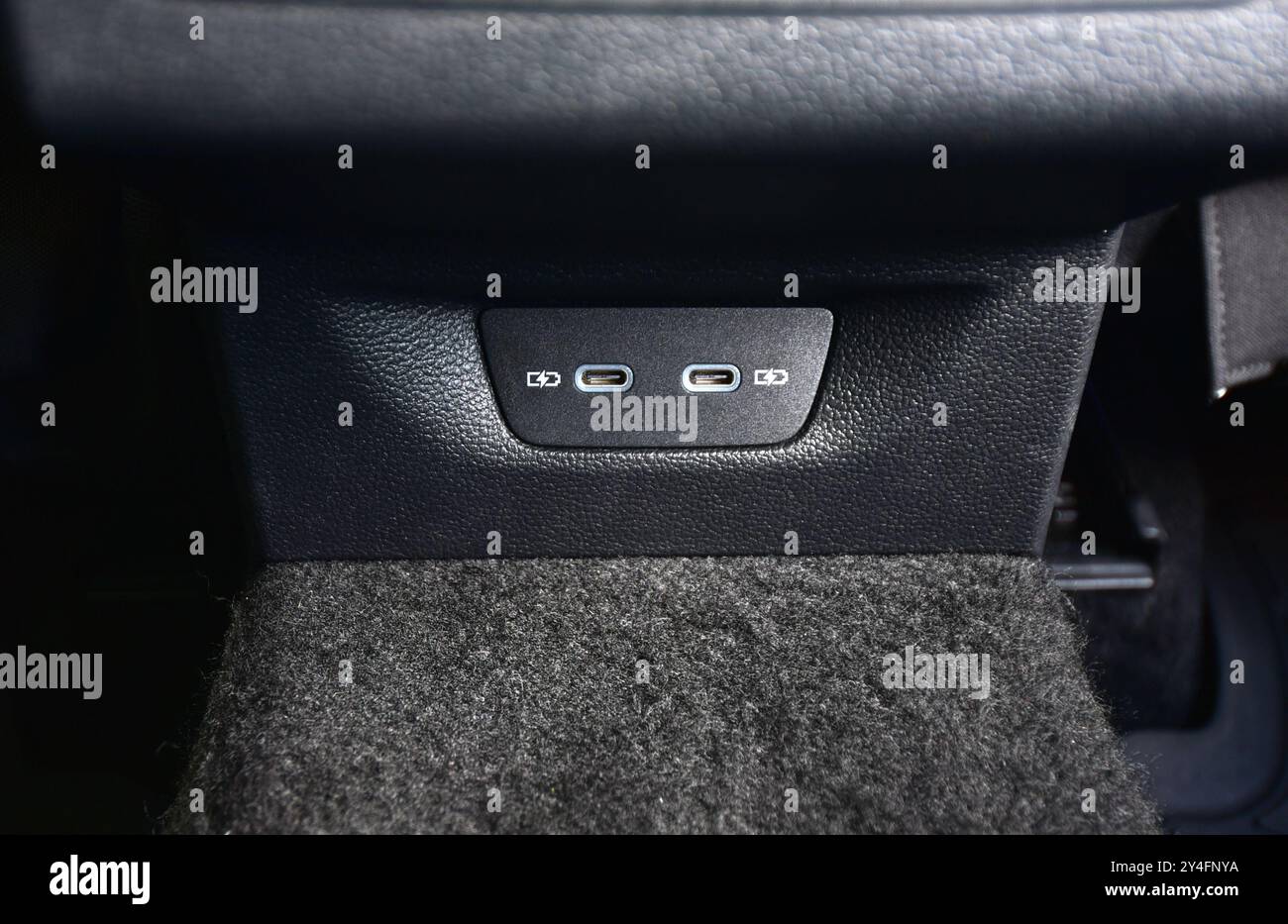 Two USB ports for the rear seats in a passenger car Stock Photo - Alamy