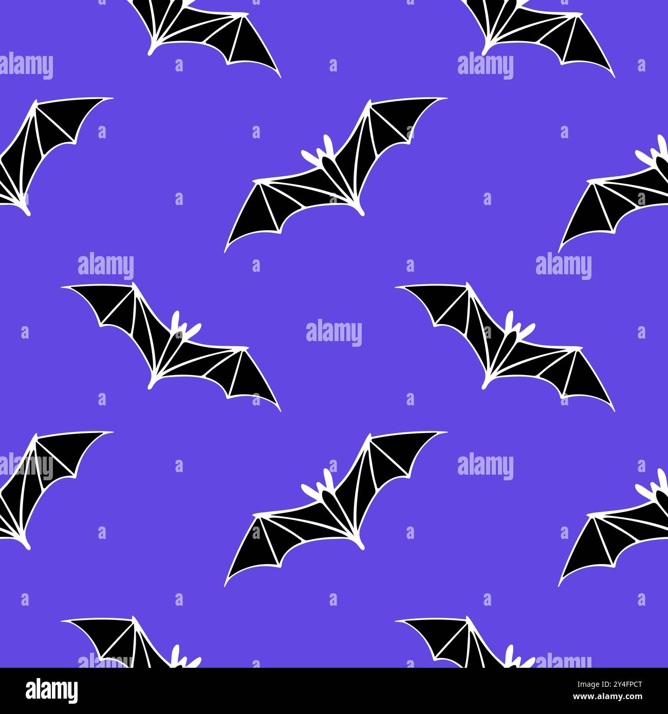 Bat pattern, design for Halloween, doodle hand drawn, on purple ...