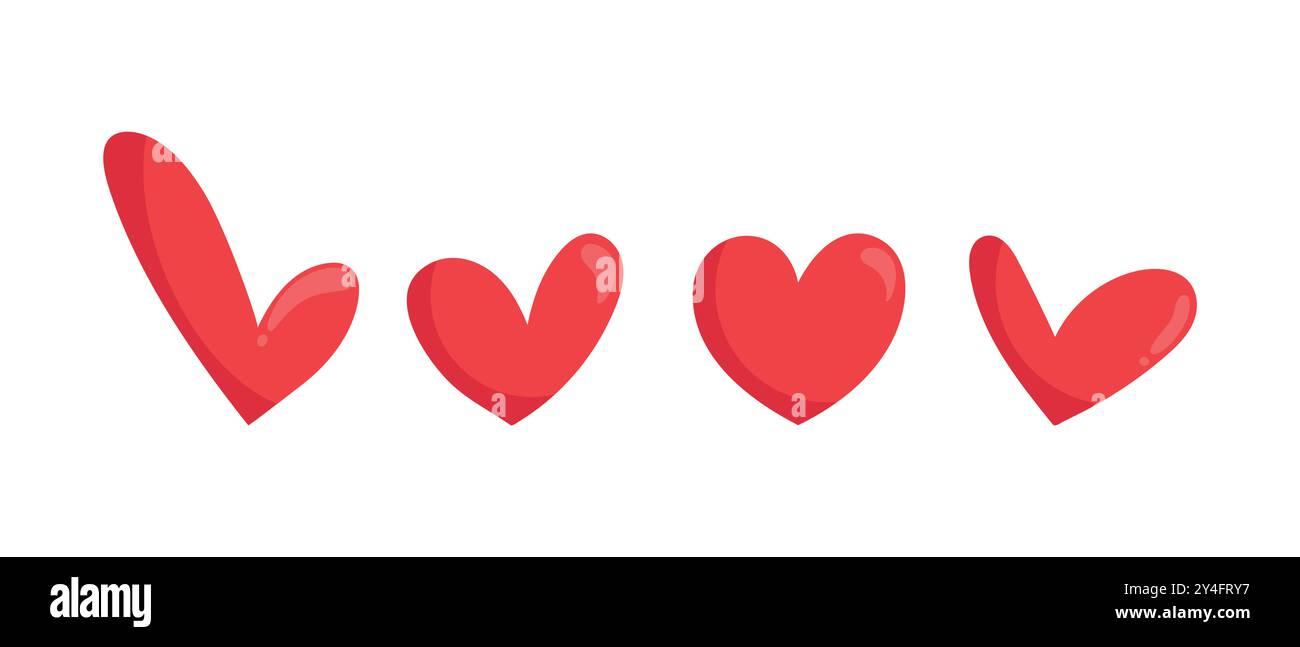 Hand drawn red hearts. Doodle red heart love symbols isolated on white ...