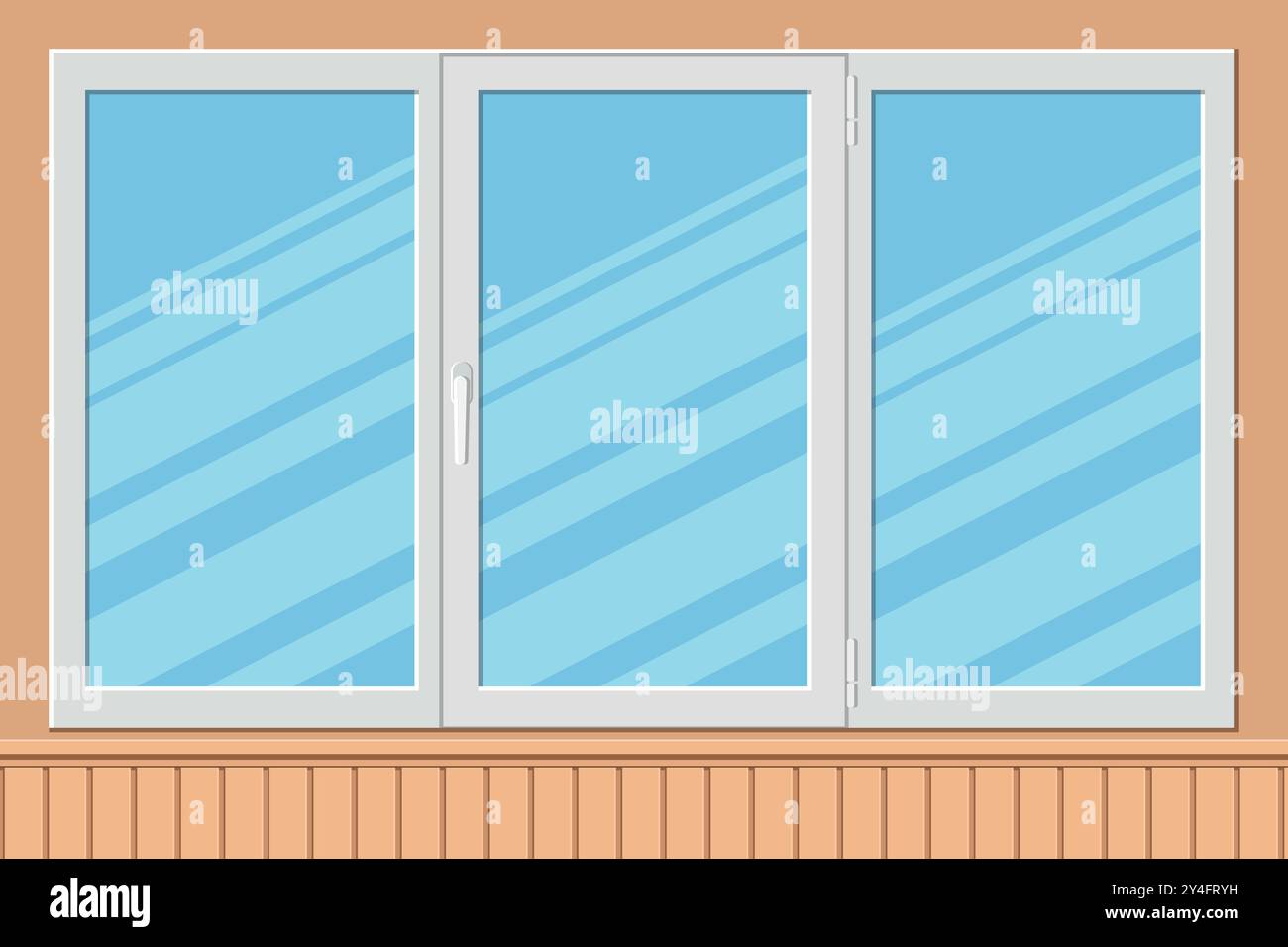 Plastic modern triple casement window in flat style. Closed window on ...