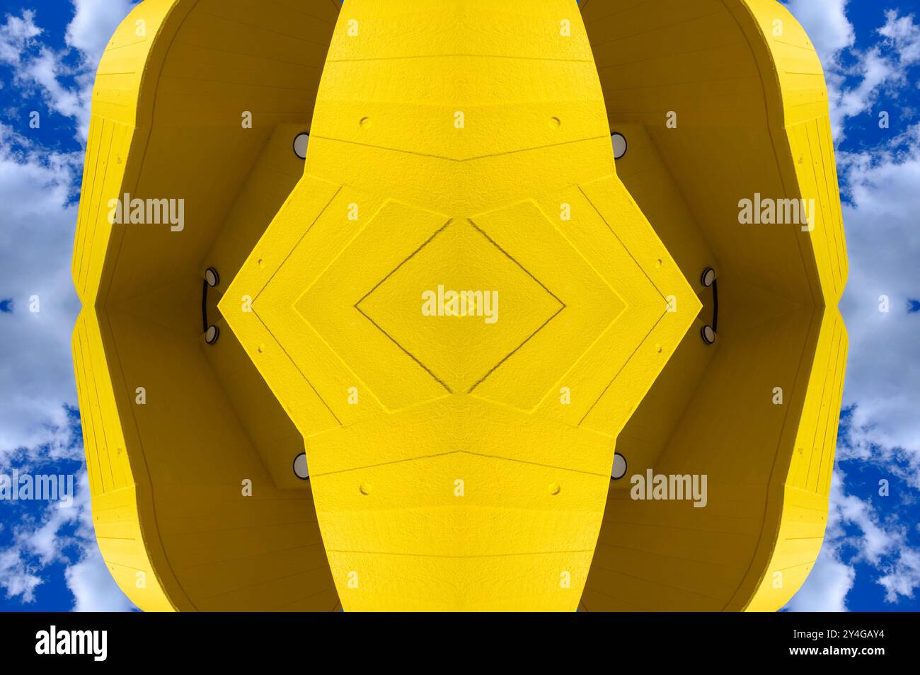 London, UK. Seamless repeating graphic image made from digital reflections of the Yellow concrete staircase at the Queen Elizabeth Hall, Southbank Cen Stock Photo