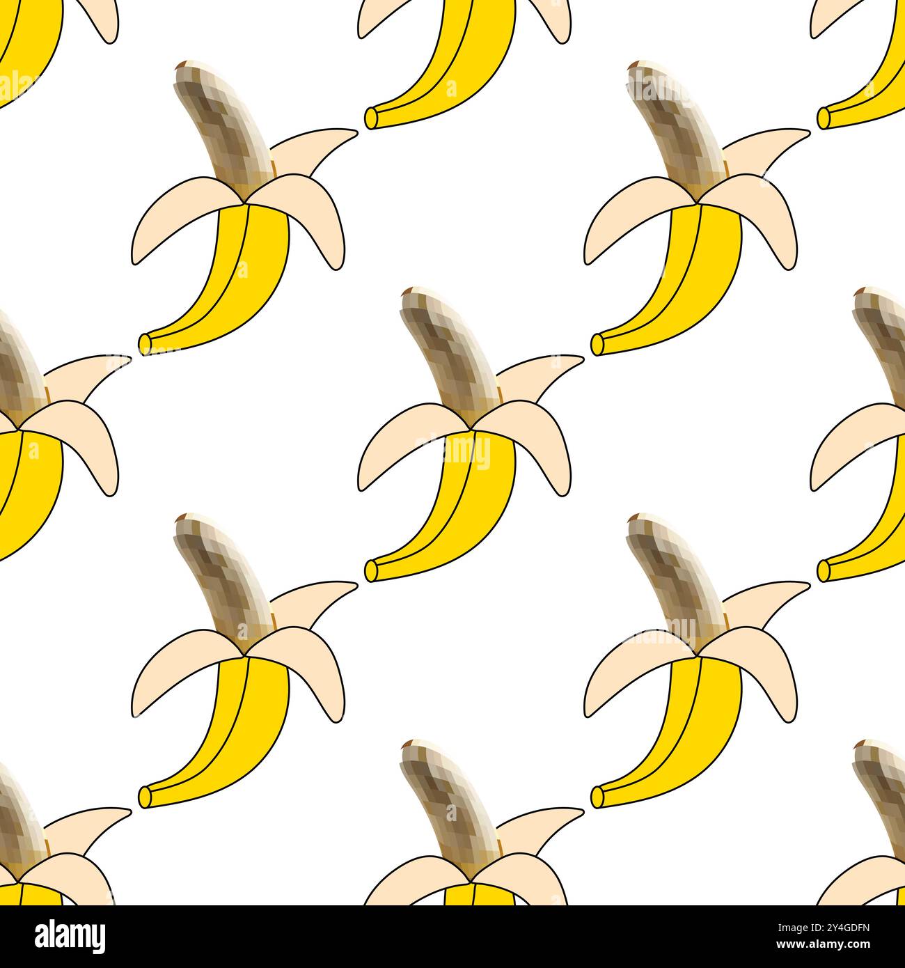 Seamless pattern disco mirror ball banana. Mosaic style vector Stock Vector