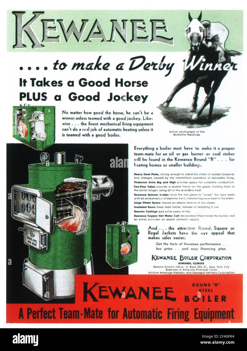 1936 Kewanee boiler ad Stock Photo