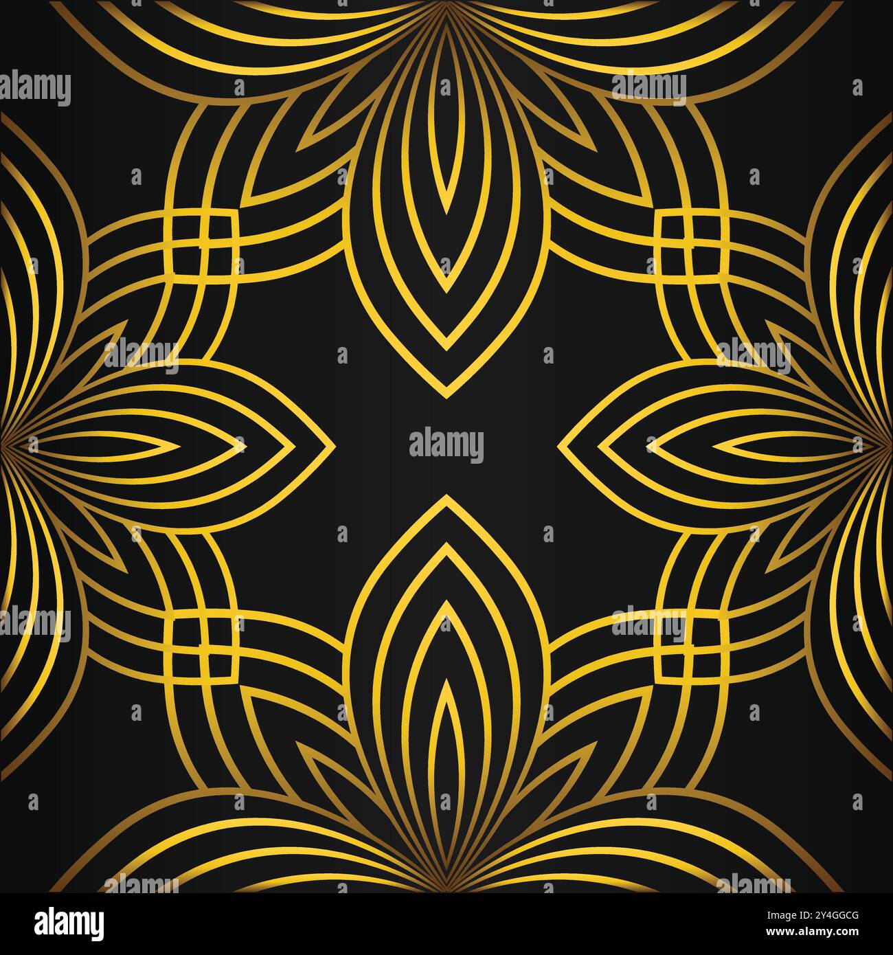 luxury abstract golden floral pattern on black background design Stock ...
