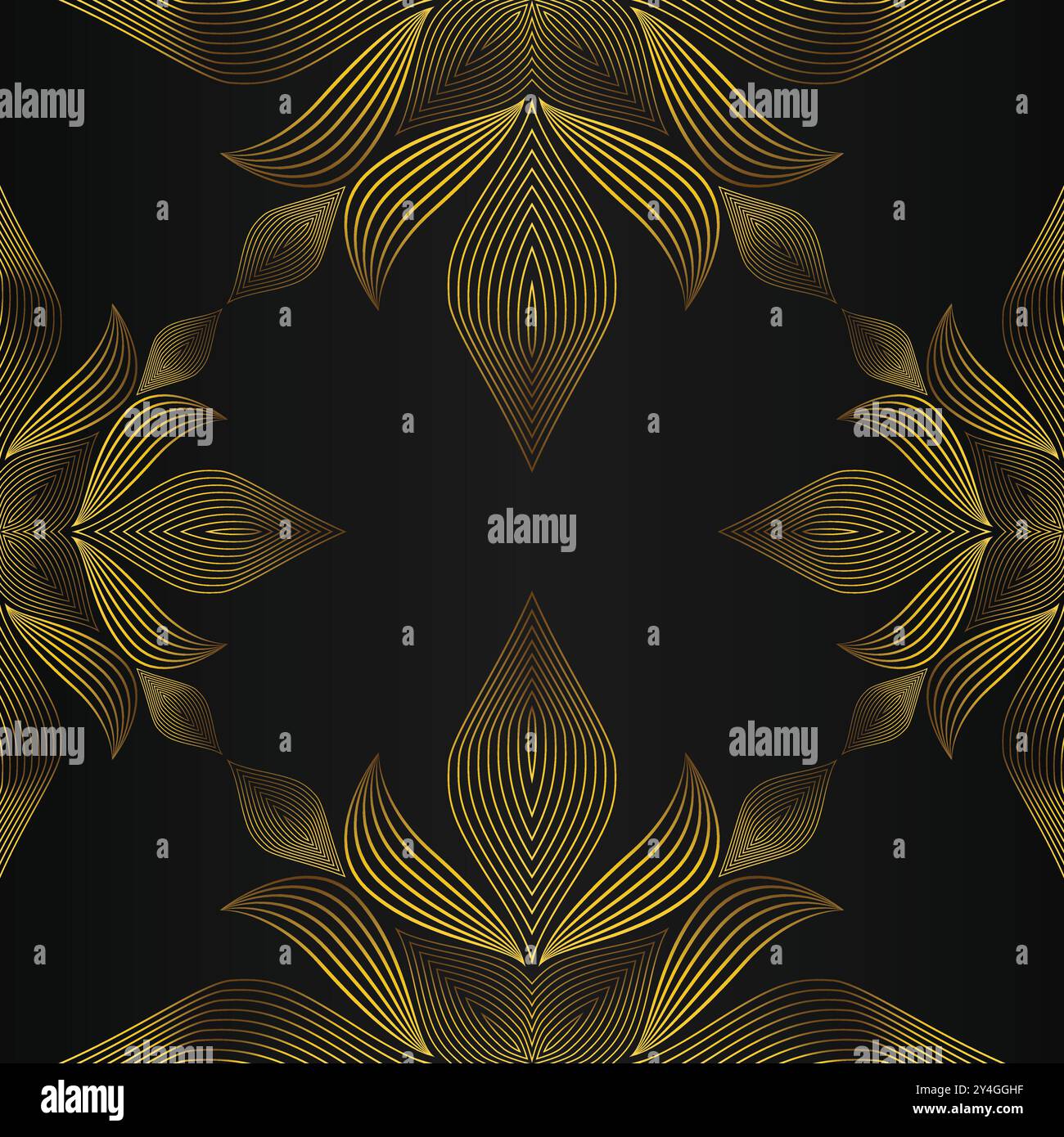 luxury abstract golden floral pattern on black background design Stock ...