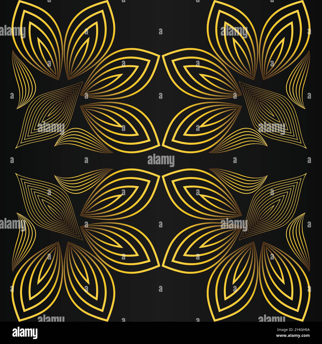 luxury abstract golden floral pattern on black background design Stock ...