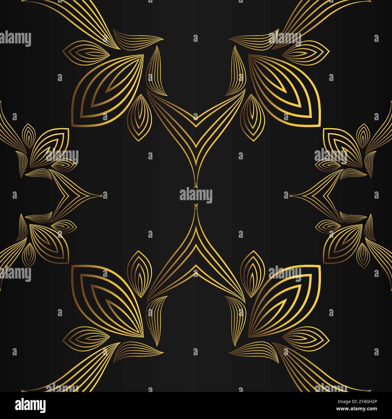 luxury abstract golden floral pattern on black background design Stock ...