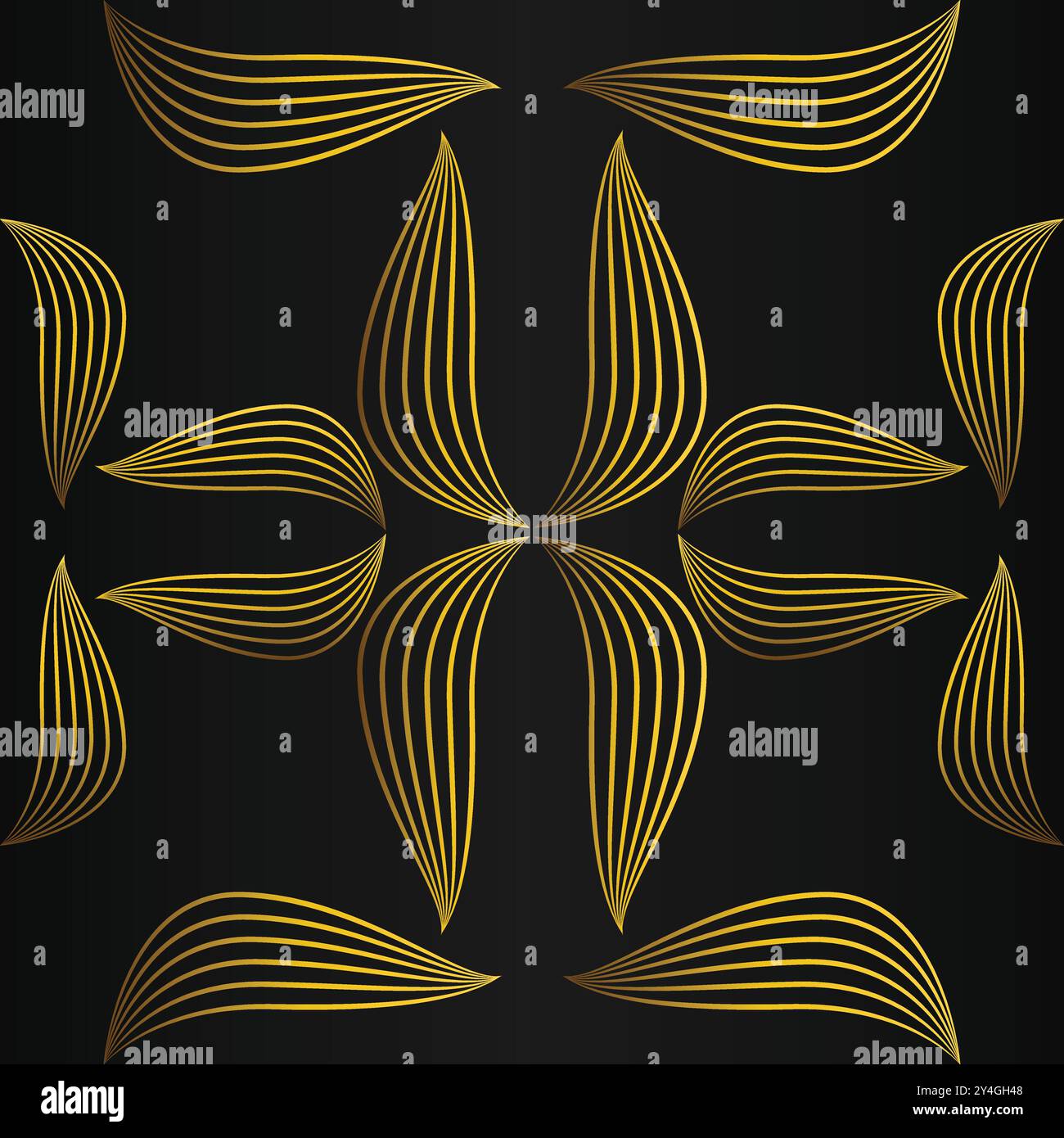 luxury abstract golden floral pattern on black background design Stock ...