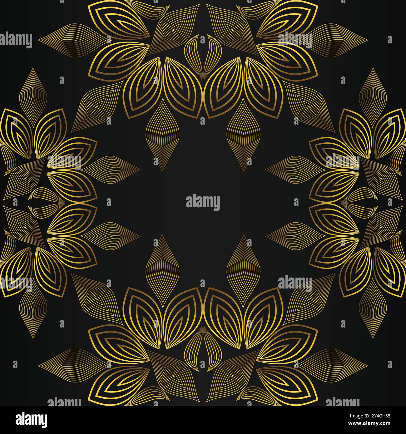 luxury abstract golden floral pattern on black background design Stock ...