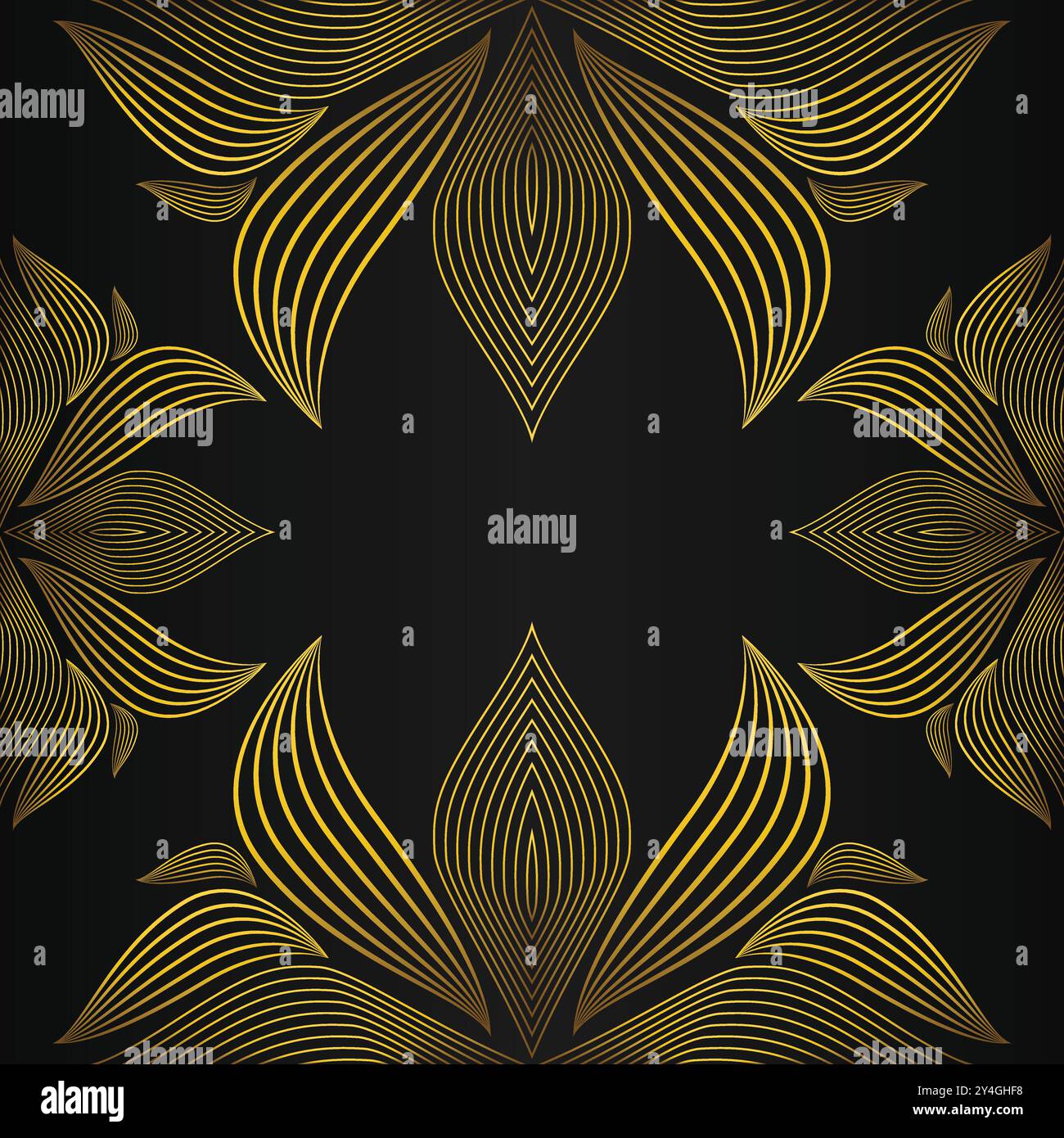 luxury abstract golden floral pattern on black background design Stock ...