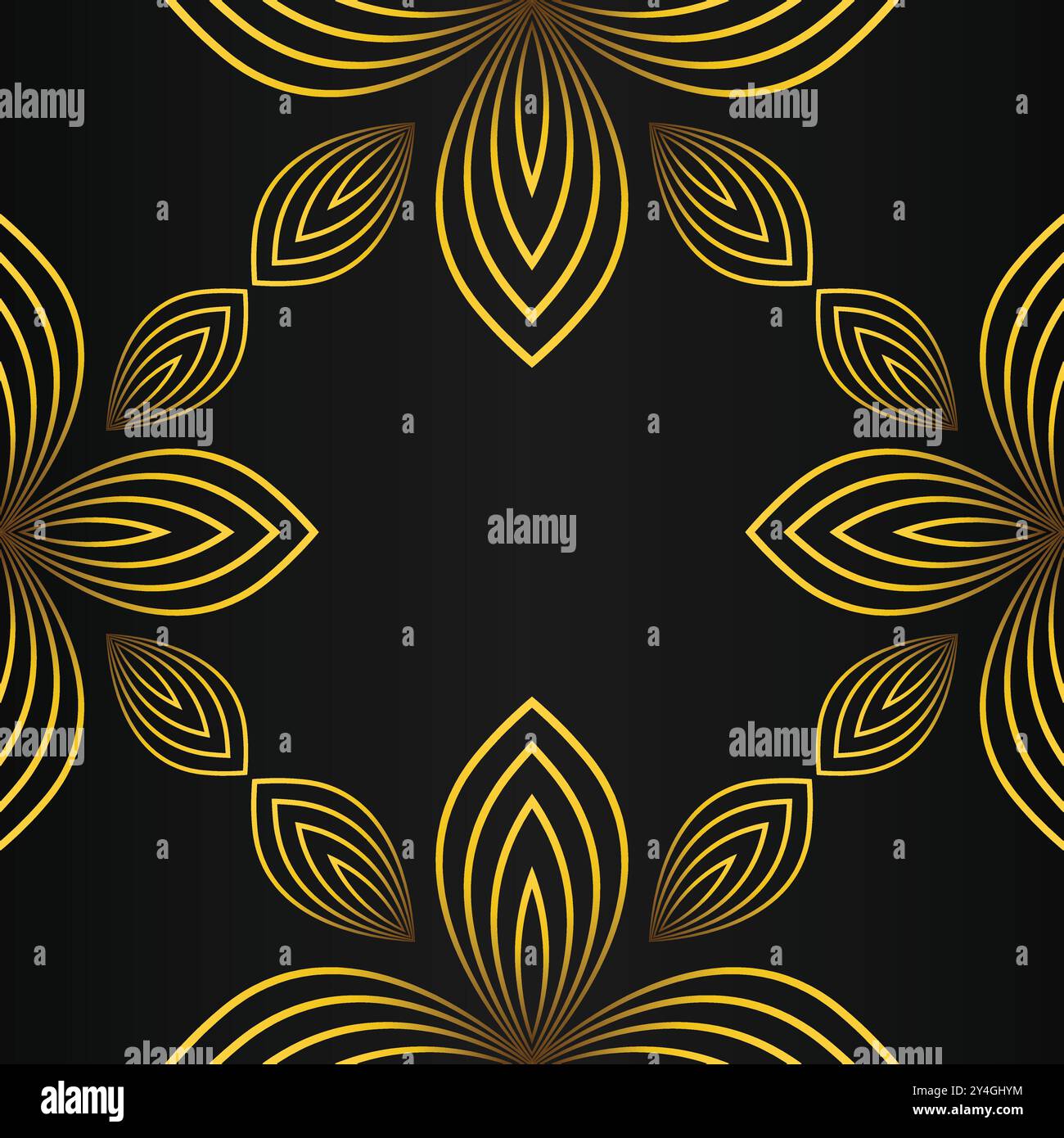 luxury abstract golden floral pattern on black background design Stock ...