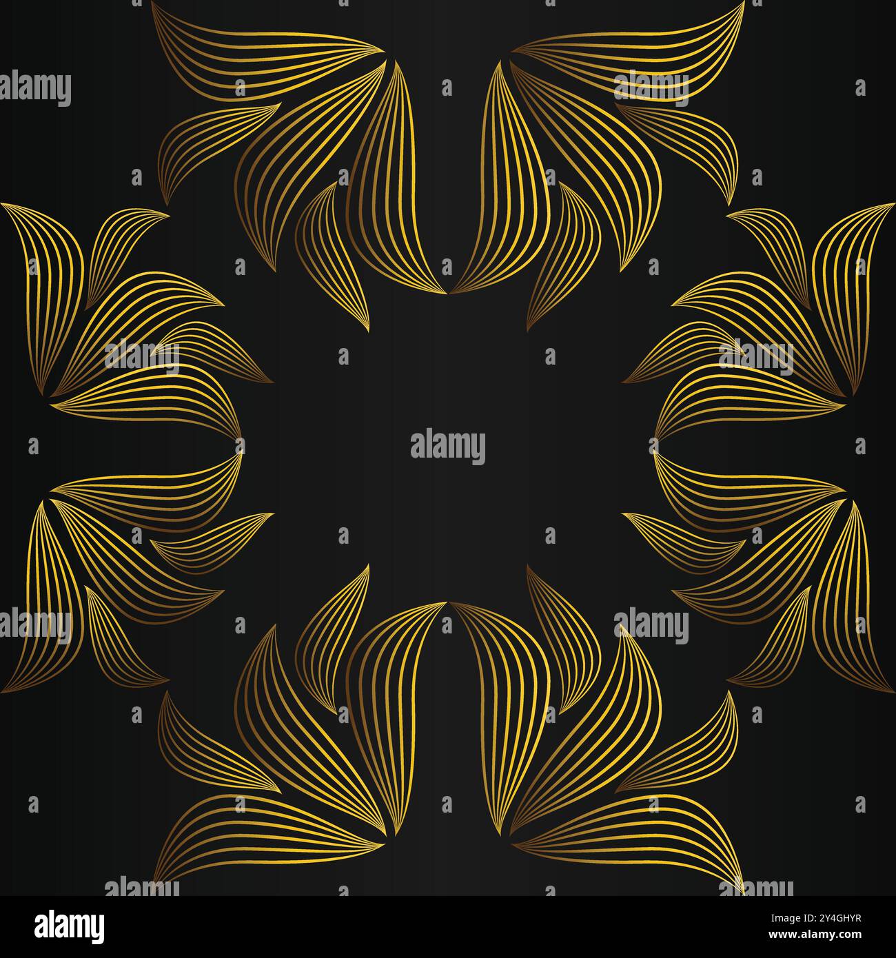 luxury abstract golden floral pattern on black background design Stock ...