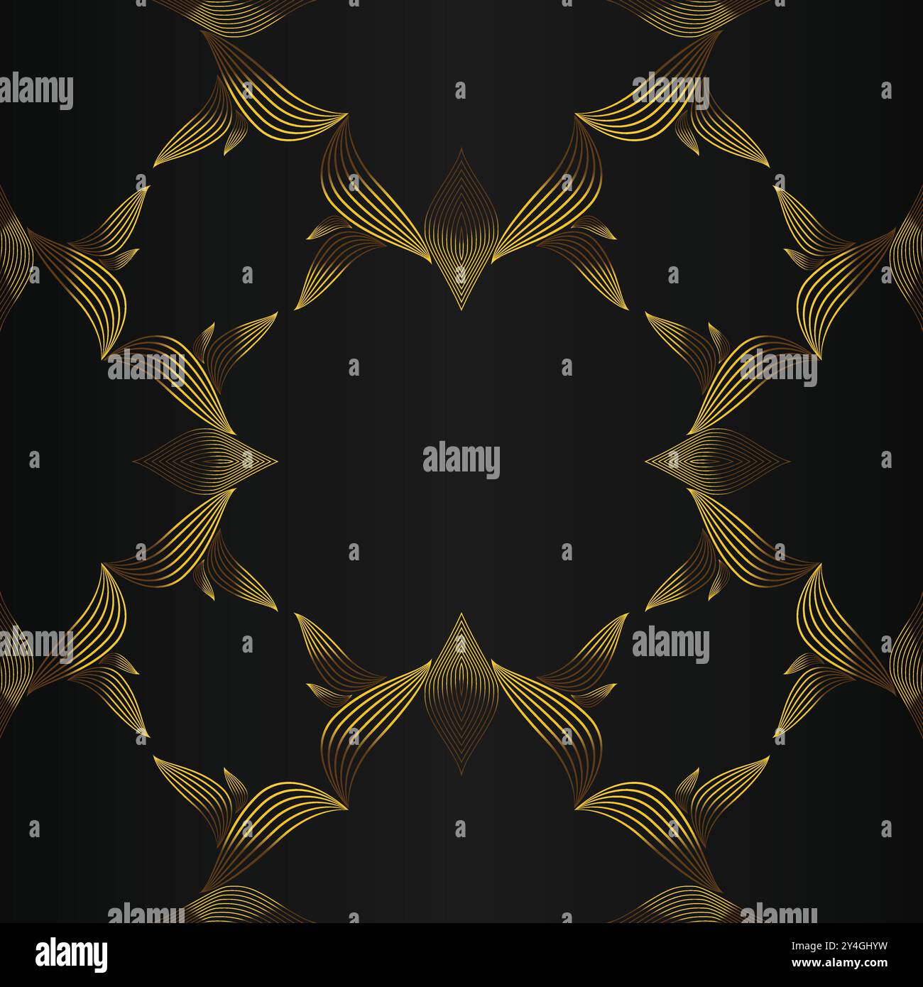 luxury abstract golden floral pattern on black background design Stock ...