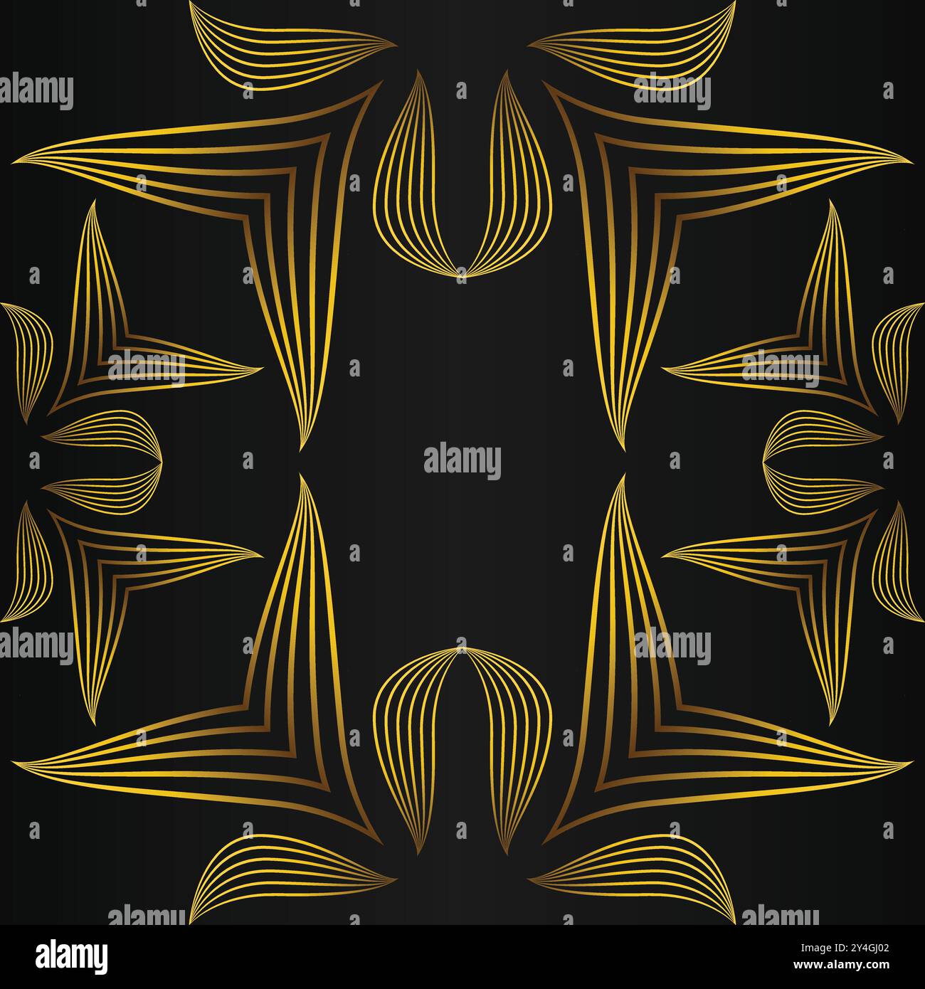 luxury abstract golden floral pattern on black background design Stock ...