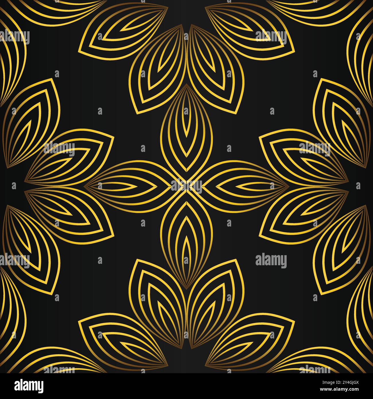 luxury abstract golden floral pattern on black background design Stock ...