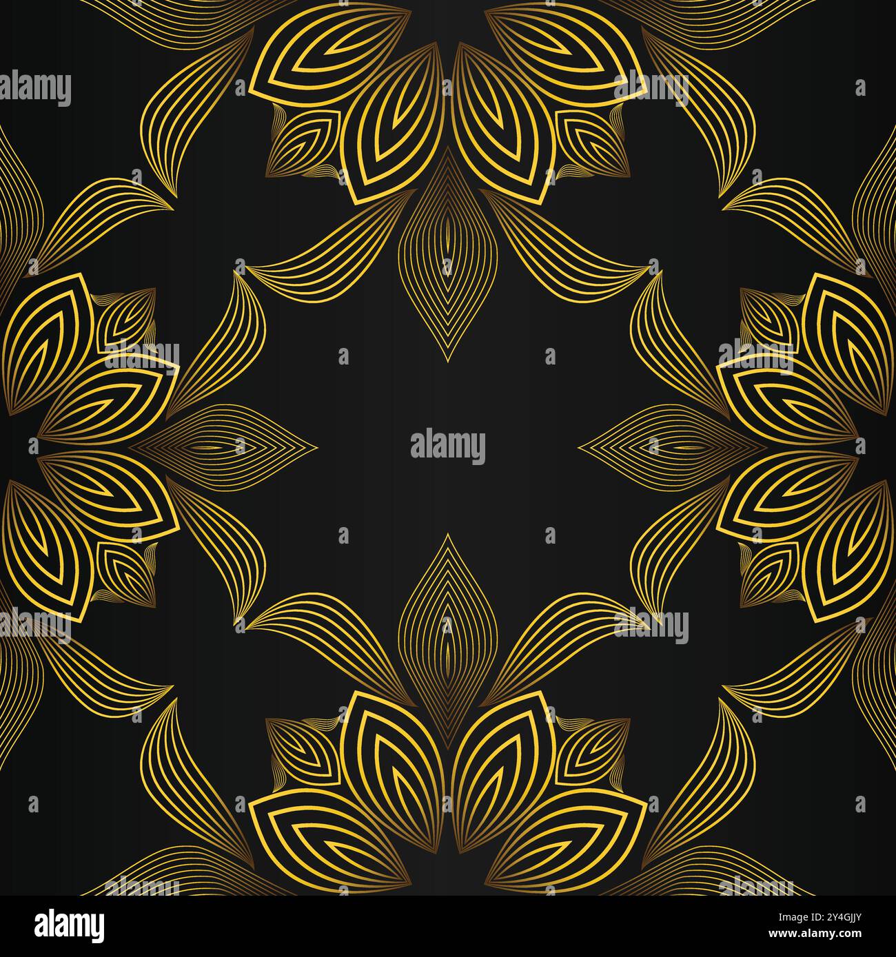 luxury abstract golden floral pattern on black background design Stock ...