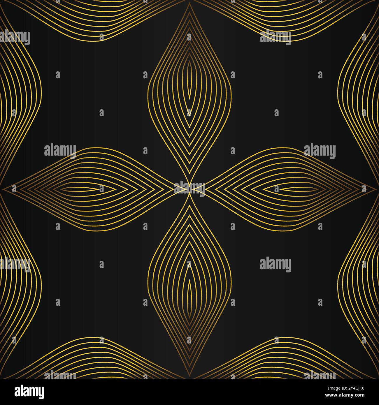 luxury abstract golden floral pattern on black background design Stock ...