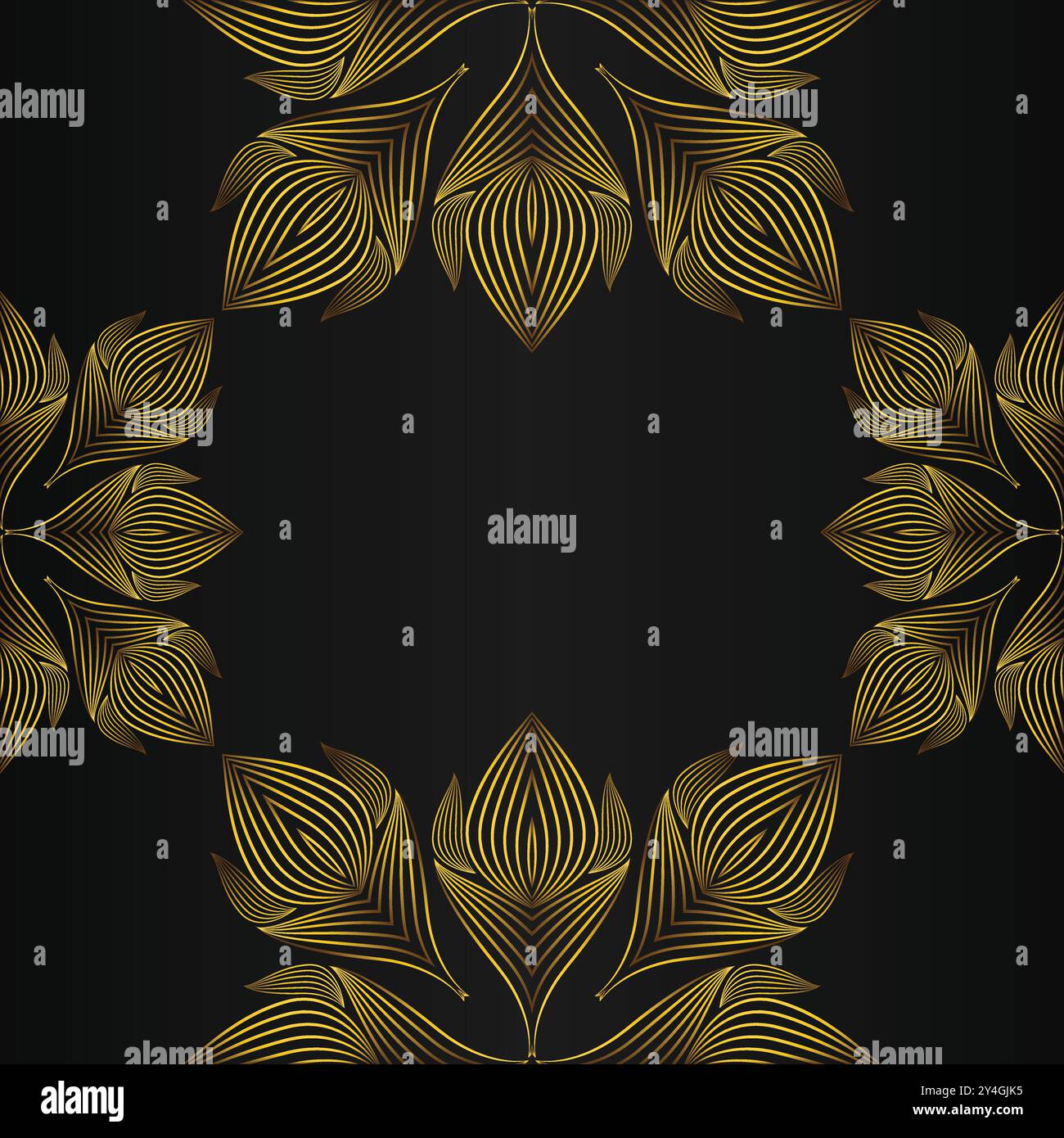luxury abstract golden floral pattern on black background design Stock ...
