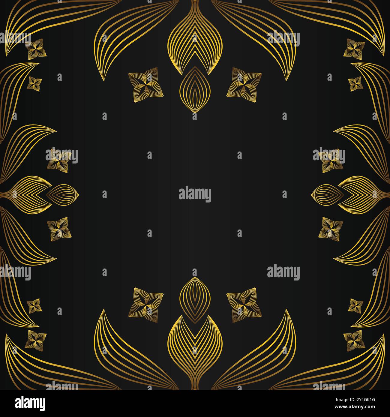 luxury abstract golden floral pattern on black background design Stock ...