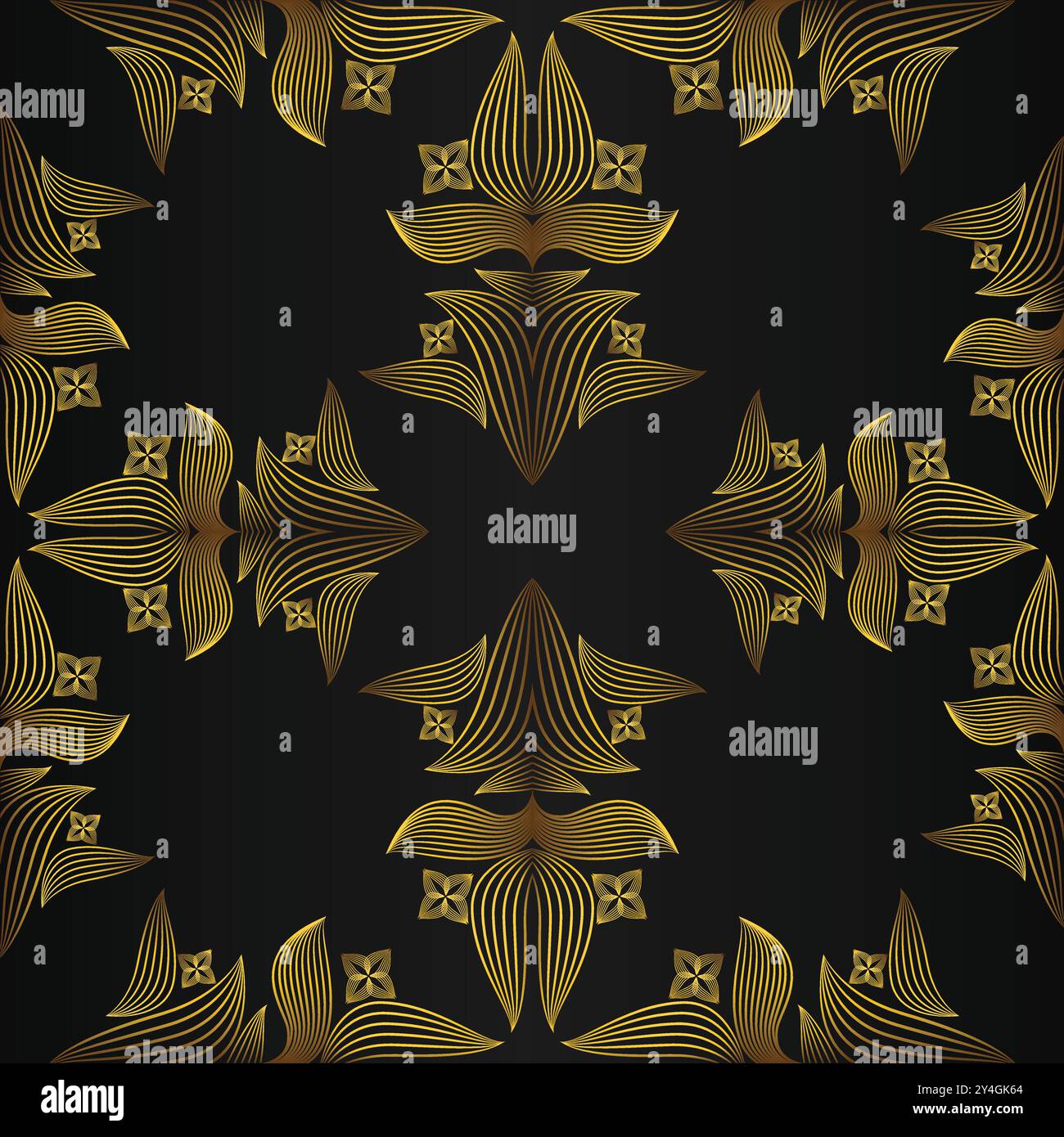 luxury abstract golden floral pattern on black background design Stock ...