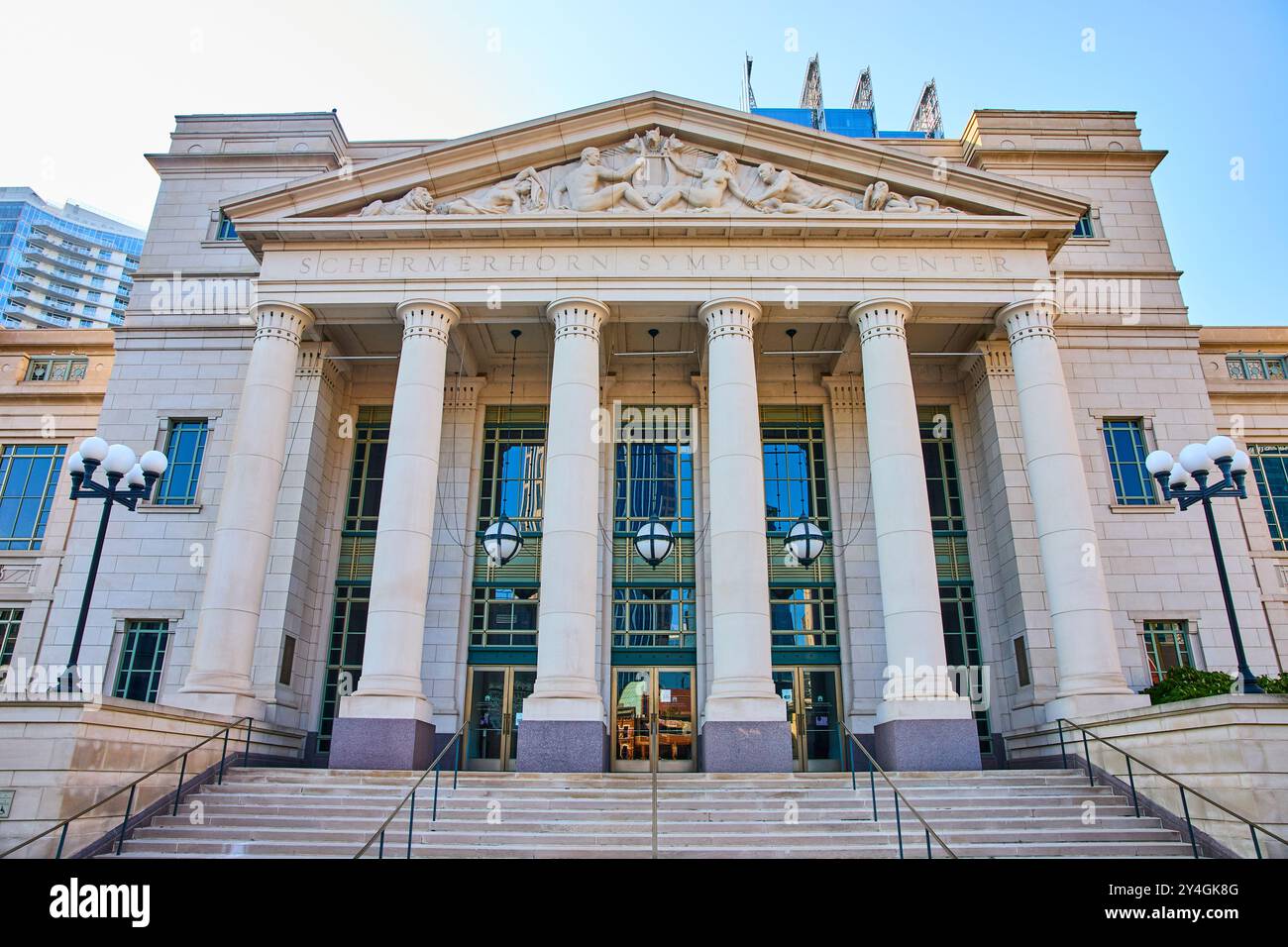 Schermerhorn Symphony Center Grand Entrance with Corinthian Columns Low Angle Stock Photo