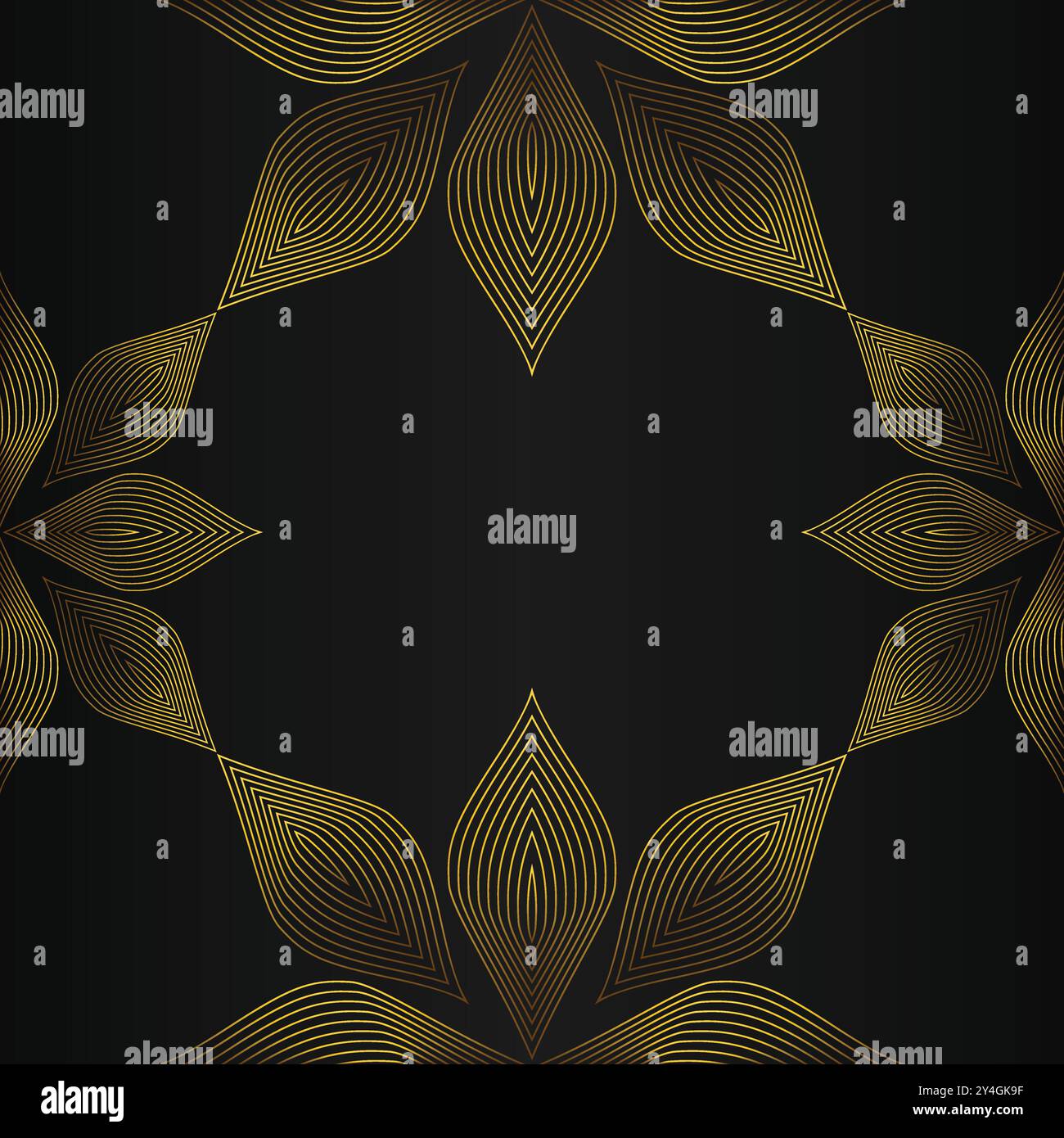 luxury abstract golden floral pattern on black background design Stock ...