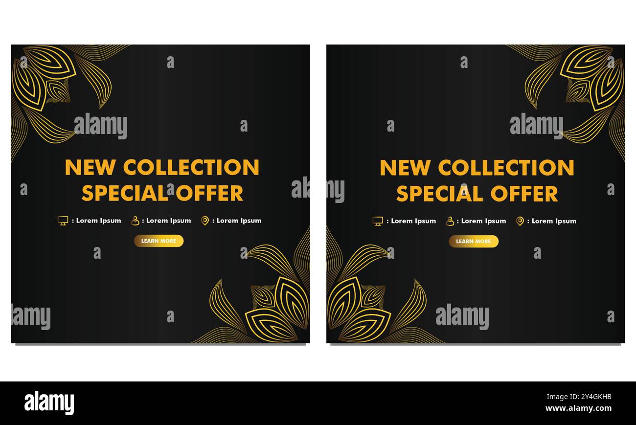 golden line social media post template design Stock Vector Image & Art ...