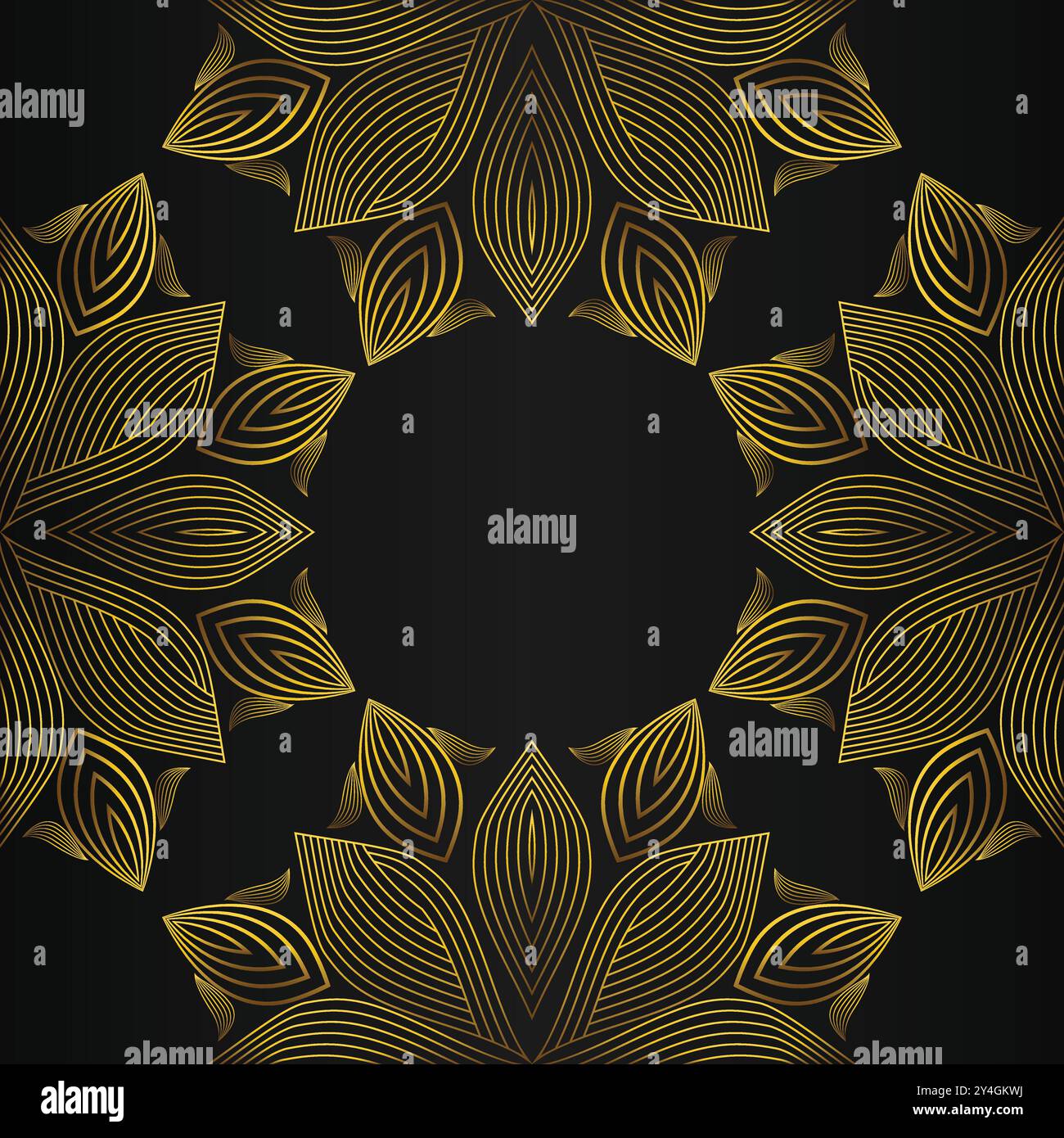 luxury abstract golden floral pattern on black background design Stock ...