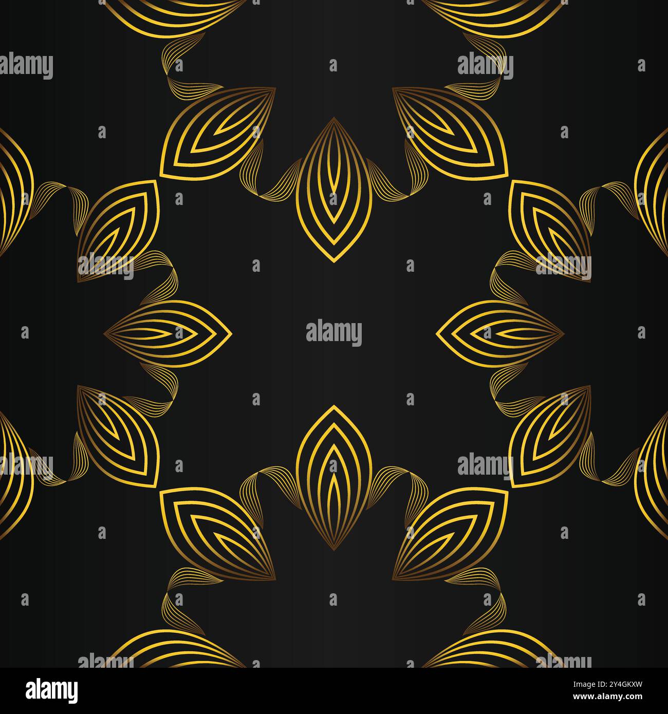 luxury abstract golden floral pattern on black background design Stock ...