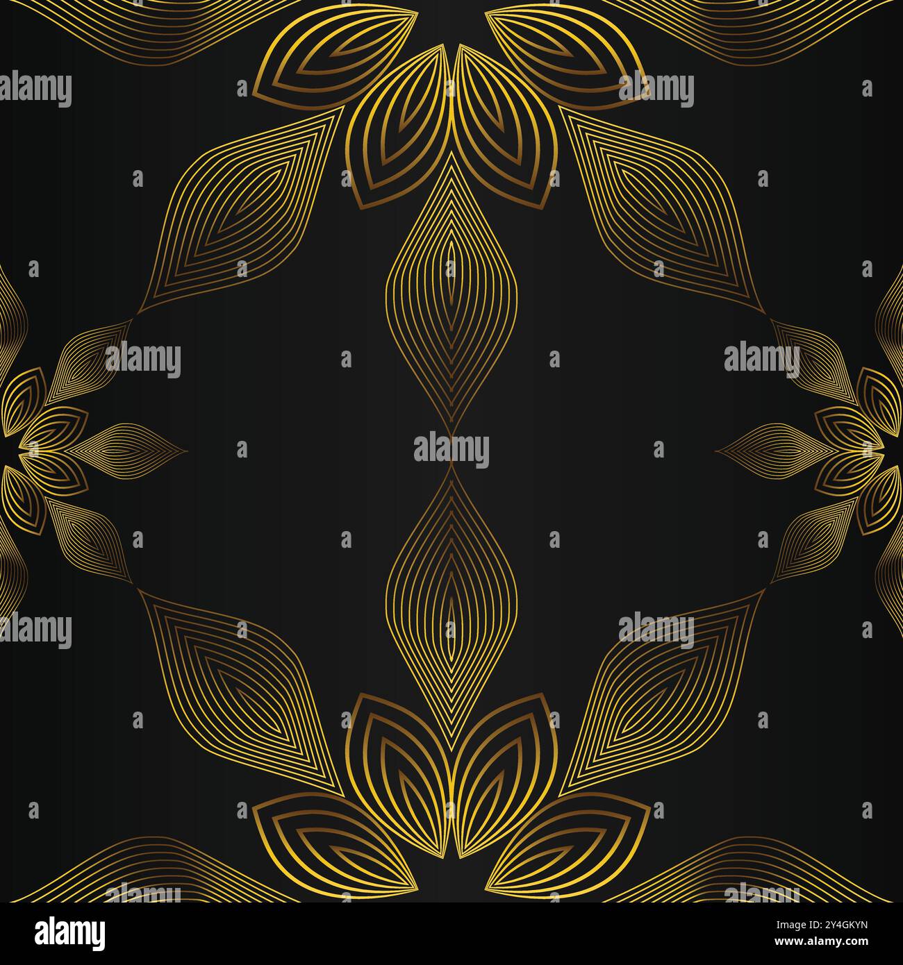 luxury abstract golden floral pattern on black background design Stock ...