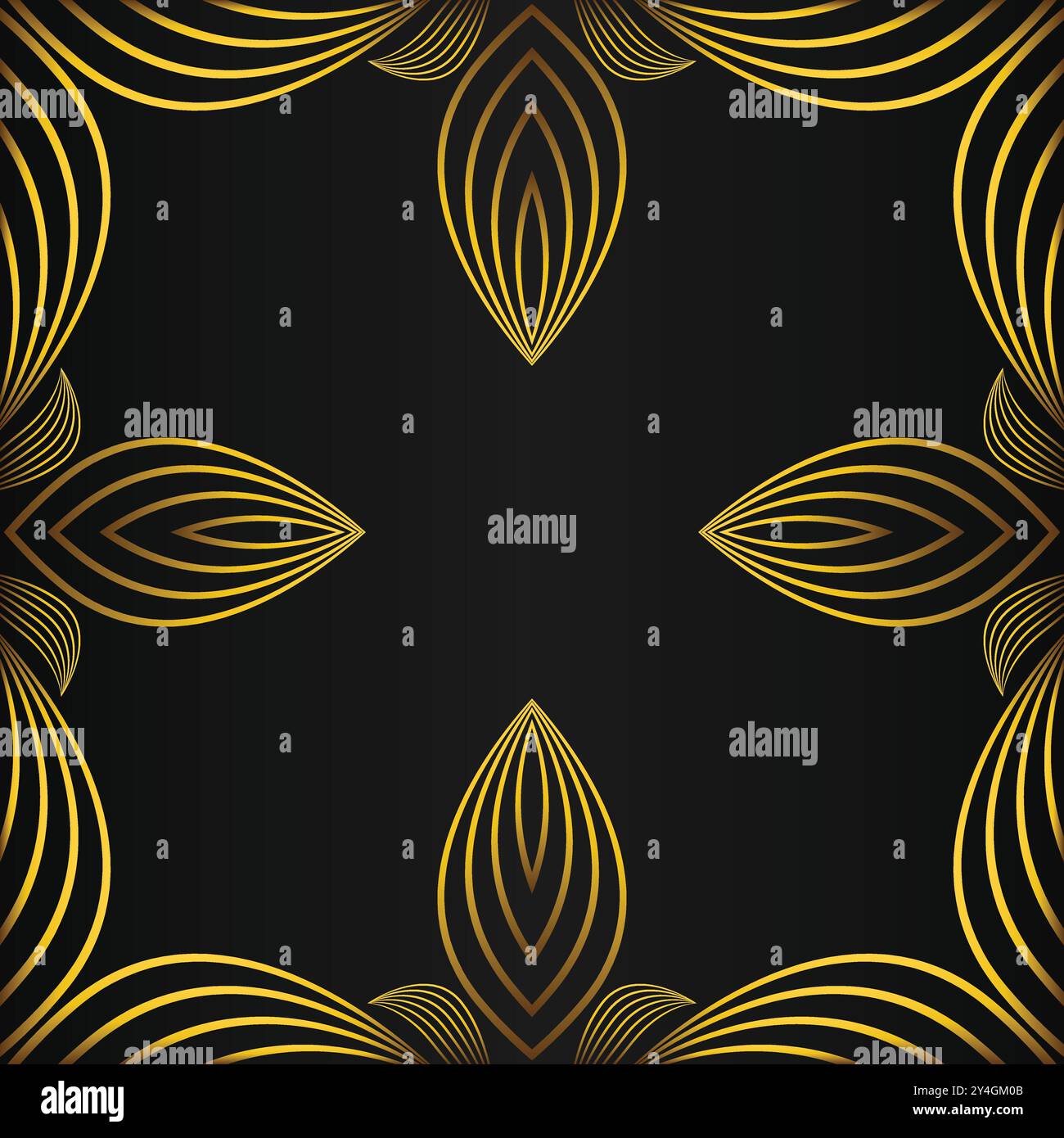 luxury abstract golden floral pattern on black background design Stock ...