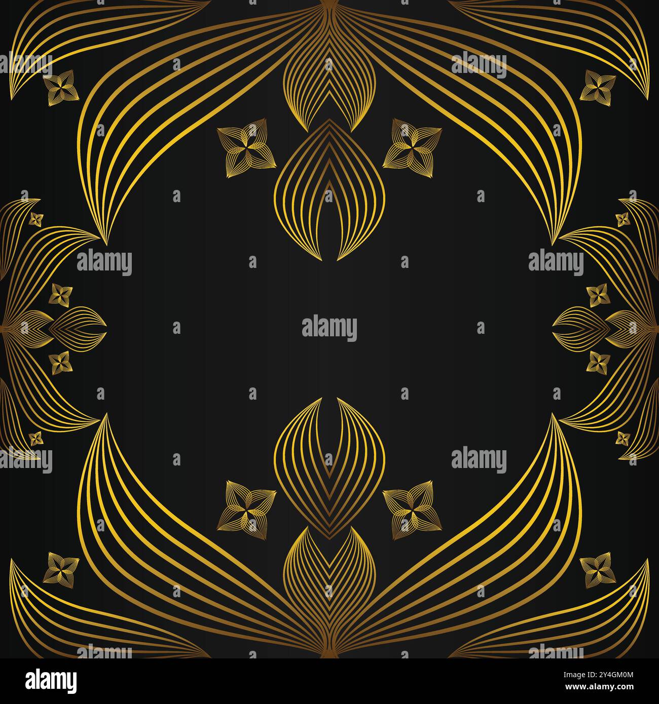 luxury abstract golden floral pattern on black background design Stock ...