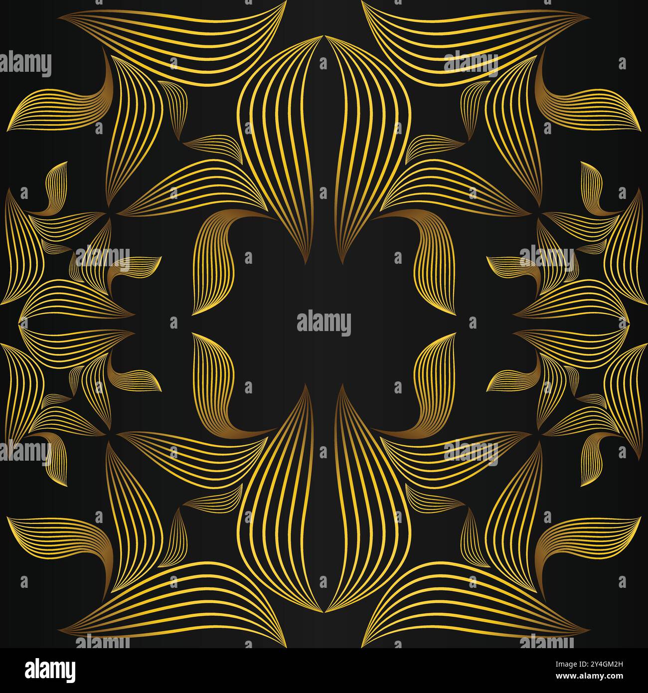 luxury abstract golden floral pattern on black background design Stock ...