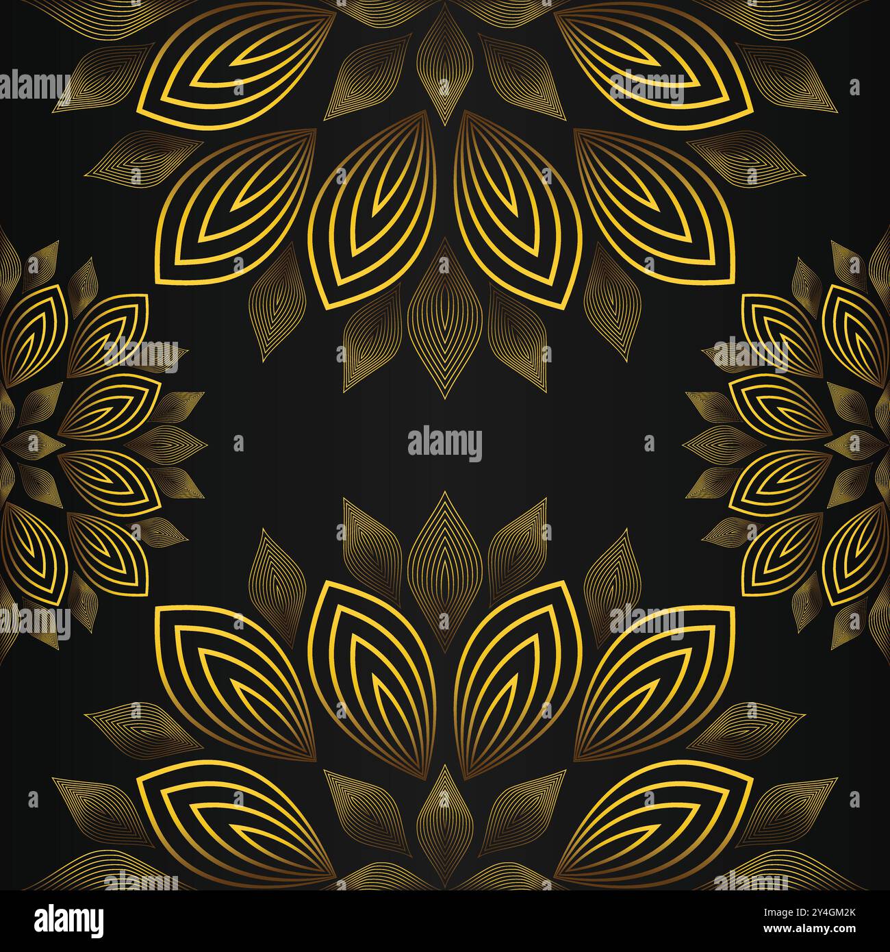 luxury abstract golden floral pattern on black background design Stock ...
