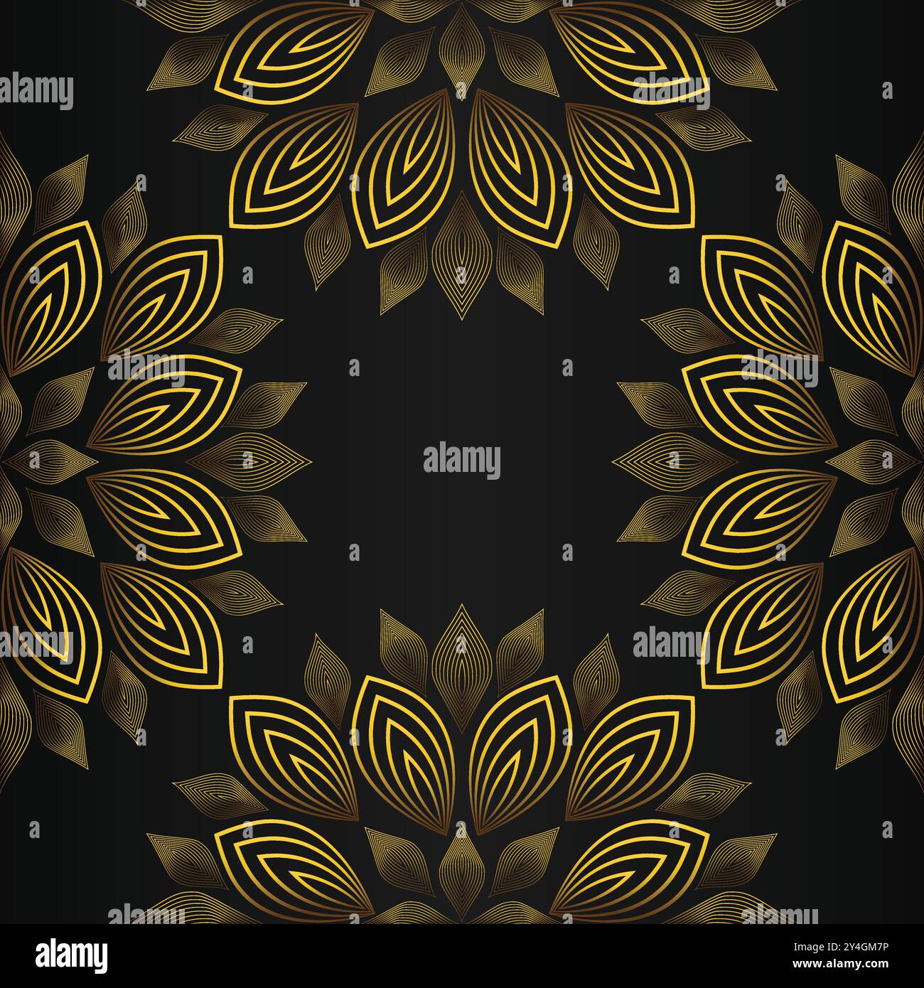 luxury abstract golden floral pattern on black background design Stock ...