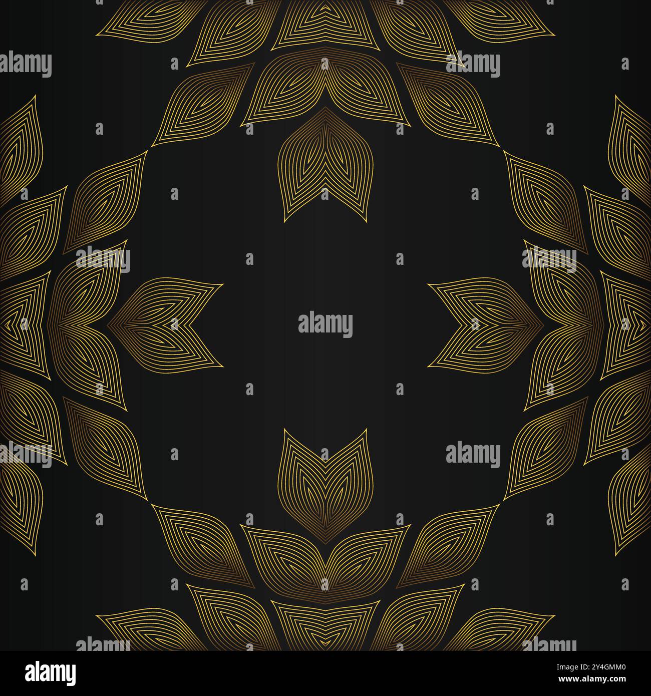 luxury abstract golden floral pattern on black background design Stock ...